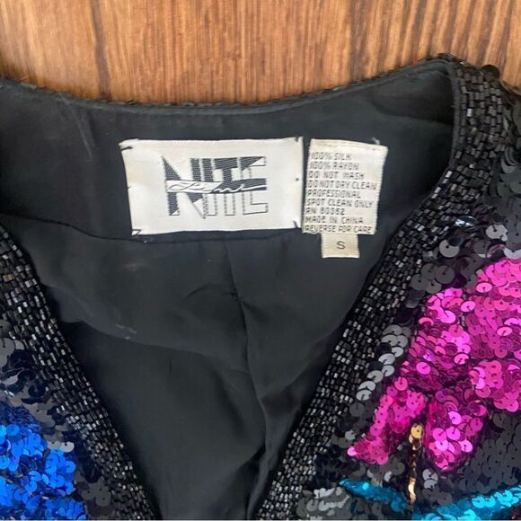 Vintage 1990’s all over sequin trophy jacket fitted waist size S - Picture 3 of 6